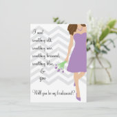 Invitation Chevron pourpre lilas vous serez ma demoiselle (Debout devant)