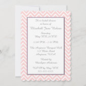 Invitation Chevron rose avec la conception pourpre de bande (Dos)