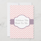 Invitation Chevron rose avec la conception pourpre de bande (Devant)