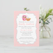 Invitation Chevron rose, Baby shower de la chouette (Debout devant)