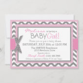 Invitation Chevron rose Baby shower d'impression (Dos)