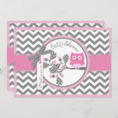 Invitation Chevron rose Baby shower d'impression (Devant / Derrière)