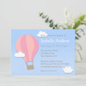 Invitation Chevron rose, ballon à air chaud, baby shower de (Debout devant)