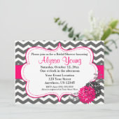 Invitation Chevron rose Chaud gris foncé (Debout devant)