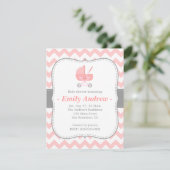 Invitation Chevron rose et blanc de baby shower - avec la (Debout devant)