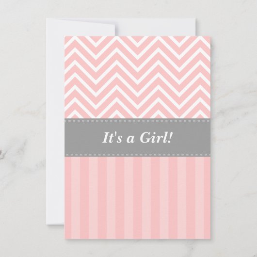 Invitation Chevron rose et blanc, poussette, baby-foot (Dos)