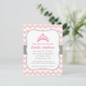 Invitation Chevron rose et blanc, Princesse Baby Girl Showeus (Debout devant)