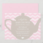 Invitation Chevron Rose et Brown Haut Baby shower  (Devant / Derrière)