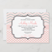 Invitation Chevron rose et gris (Devant)
