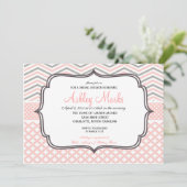 Invitation Chevron rose et gris (Debout devant)