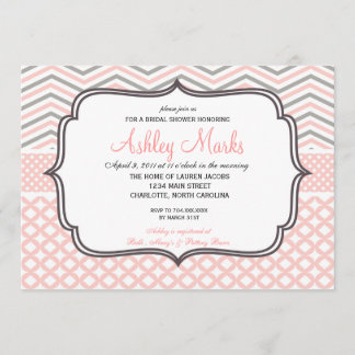 Invitation Chevron rose et gris