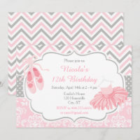 Chevron rose et gris Ballerina Anniversaire