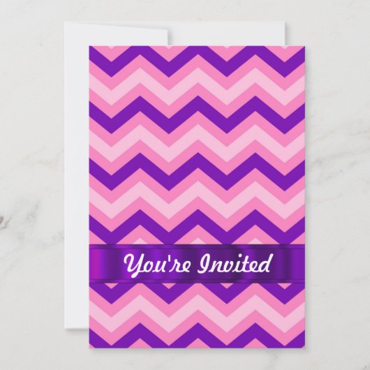 Invitation chevron rose et violet (Devant)