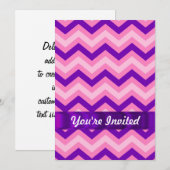 Invitation chevron rose et violet (Devant / Derrière)