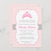 Invitation Chevron rose, princesse Crown, baby shower de (Devant / Derrière)