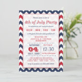 Invitation Chevron rouge, blanc et bleu 4 juillet (Debout devant)