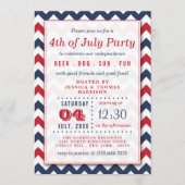 Invitation Chevron rouge, blanc et bleu 4 juillet (Devant)