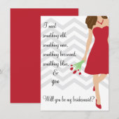 Invitation Chevron rouge vous serez ma demoiselle d'honneur (Devant / Derrière)