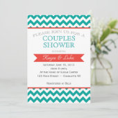 Invitation Chevron Shower Coral and turquoise (Debout devant)
