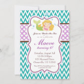 Invitation Chevron turquoise, pourpre pointille (Devant)