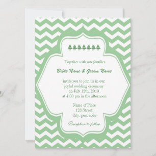 Invitation Chevron vert citron tendance, mariage classique