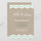 Invitation Chevrons à la menthe sur l'invitation d'anniversai (Devant / Derrière)