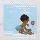 Invitation Chevrons de Baby shower de téléphone pour un garço (Devant / Derrière)