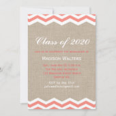 Invitation Chevrons de corail à l'invitation d'obtention du (Devant)