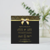 Invitation Chevrons d'or noir classique Mariage de bow diaman (Debout devant)