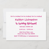 Invitation Chevrons Hot Pink 13e anniversaire V01R (Dos)