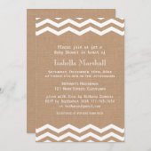 Invitation Chevrons sur l'invitation au Baby shower Burlap (Devant / Derrière)