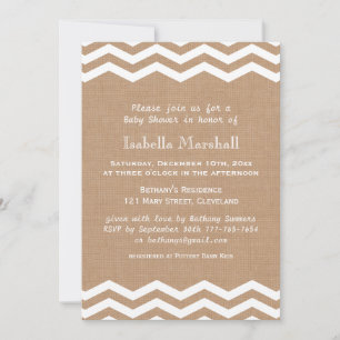Invitation Chevrons sur l'invitation au Baby shower Burlap