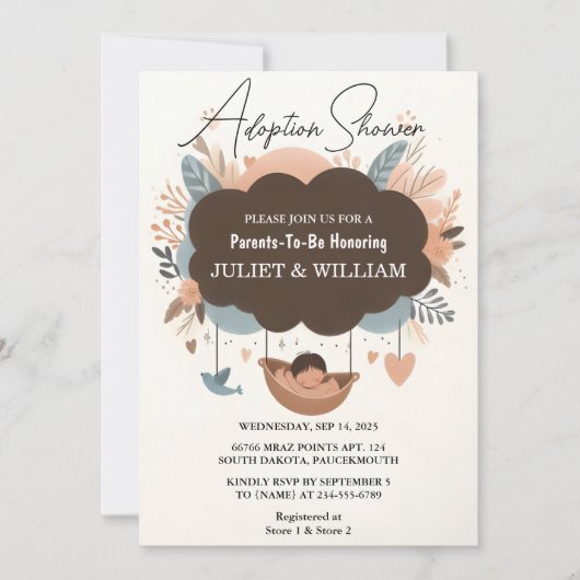 Invitation Chez Enfant Vieux Fils Boho Amusants Jour d'Adopti (Devant)