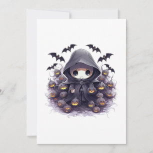 Invitation Chibi Grim Reaper Halloween - Fantastique sombre a