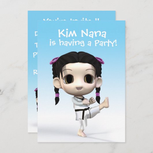 Invitation Chibi le Taekwondo (Devant / Derrière)