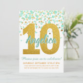 Invitation Chic 10e anniversaire Monnaie Parties scintillant (Debout devant)