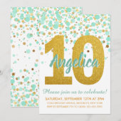 Invitation Chic 10e anniversaire Monnaie Parties scintillant (Devant / Derrière)