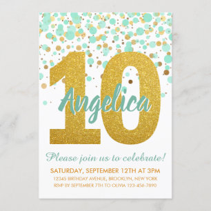 Invitation Chic 10e anniversaire Monnaie Parties scintillant 
