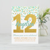 Invitation Chic 12ème anniversaire Monnaie Parties scintillan (Debout devant)