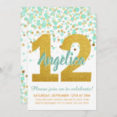 Invitation Chic 12ème anniversaire Monnaie Parties scintillan (Devant / Derrière)