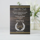 Invitation Chic 1er Anniversaire Bois & Or Enregistrer la dat (Debout devant)