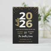 Invitation Chic 2026 New Year' Eve Party Gold Glitter Black (Debout devant)