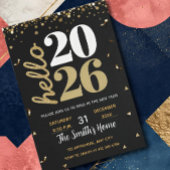 Invitation Chic 2026 New Year' Eve Party Gold Glitter Black