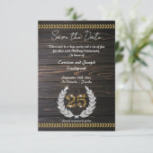 Invitation Chic 25e anniversaire Bois & Or Enregistrer la dat (Debout devant)