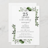 Invitation Chic 25e anniversaire Mariage Monogramme Floral (Devant / Derrière)
