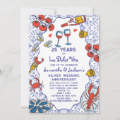 Invitation Chic 25th Wedding Anniversary Italian Dinner Party (Devant)