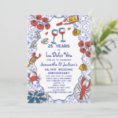 Invitation Chic 25th Wedding Anniversary Italian Dinner Party (Debout devant)