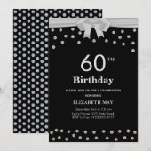 Invitation Chic 40e, 60e anniversaire avec diamants sur noir (Devant / Derrière)