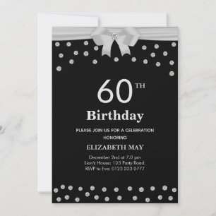 Invitation Chic 40e, 60e anniversaire avec diamants sur noir