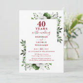 Invitation Chic 40e anniversaire Mariage Monogramme Floral (Debout devant)